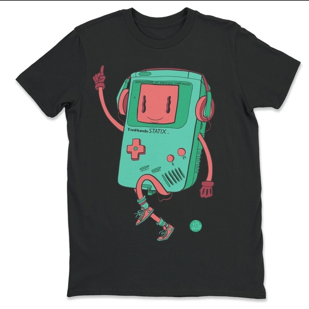 NWT Mens Large Ten Hundered Tenhundo STATIX Art Video Game Shirt Black